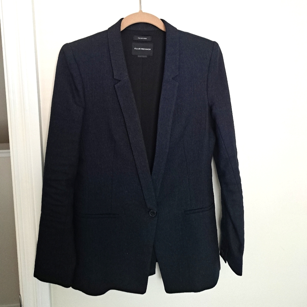 CLUB MONACO Italian Wool Navy Blazer Blue